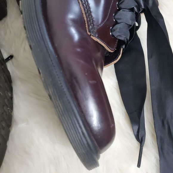 Dr. Martens Made in England Cherry Red Lace Up Combat Boots - Picture 11 of 16